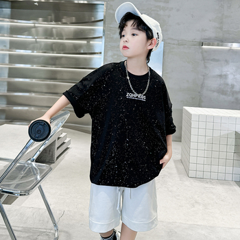 Dječja crna majica kratkih rukava za Dan beba, ljeto 2024., novi dolazak, Yuppie zgodna dječja pamučna majica s polurukavima za dječake