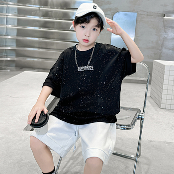 Dječja crna majica kratkih rukava za Dan beba, ljeto 2024., novi dolazak, Yuppie zgodna dječja pamučna majica s polurukavima za dječake