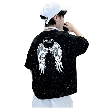 Dječja crna majica kratkih rukava za Dan beba, ljeto 2024., novi dolazak, Yuppie zgodna dječja pamučna majica s polurukavima za dječake