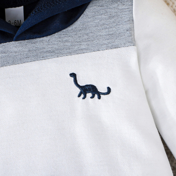 2025. aasta kevad- ja sügisene igapäevane vabaaja uus dinosauruse tikitud mustriga pikkade varrukatega kapuutsiga ruuduline jumpsuit otsetarnetega