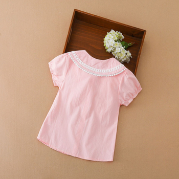 Tüdrukute lühikeste varrukatega särk, valge suvine lasteriietus, laste topp puhvis varrukatega, puuvillane alussärk, puhas puuvill, hingav ja allakeeratava kraega