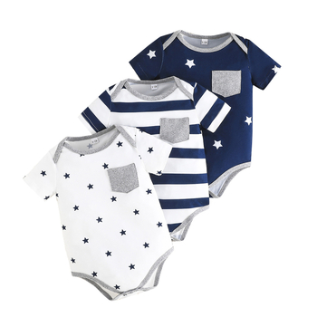 Piiriülene 2025. aasta meessoost beebi tähekujulise triibuga armas ronimisülikonna kott peeruülikond suvine igapäevane vabaaja uus 3-osaline komplekt