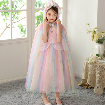 Svētku ballītes tērps dzimšanas dienas dāvana Bērnu dienas uzstāšanās apģērbs Elsas apmetnis šalle teātra izrāde Jauns