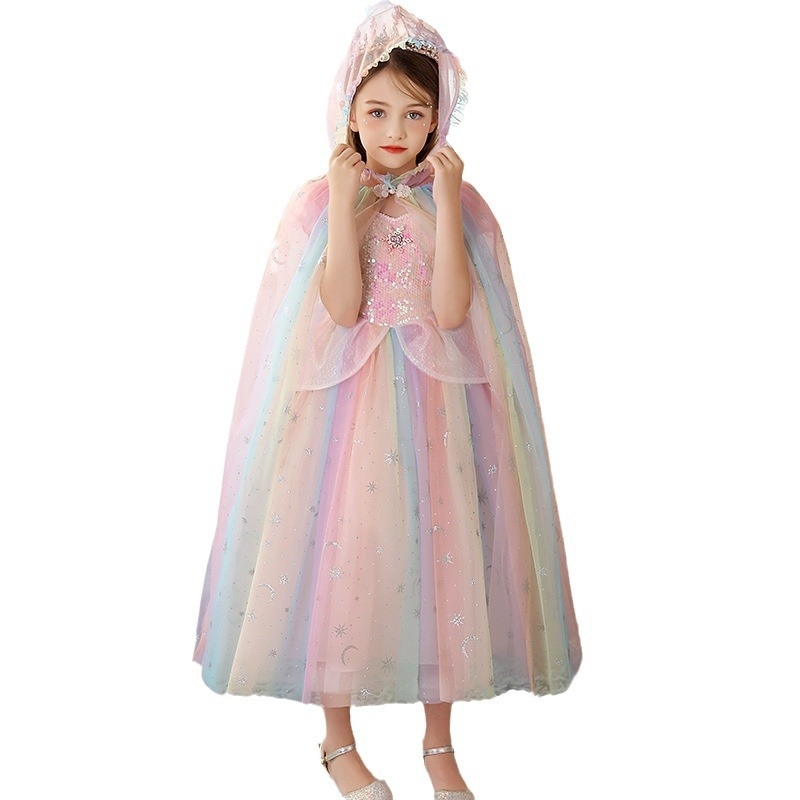 Svētku ballītes tērps dzimšanas dienas dāvana Bērnu dienas uzstāšanās apģērbs Elsas apmetnis šalle teātra izrāde Jauns