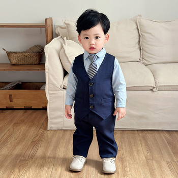 Chlapčenské šaty, spoločenské šaty, detský kostým, vesta pre bábätká, košeľa, nohavice, štvordielne banketové šaty v britskom štýle
