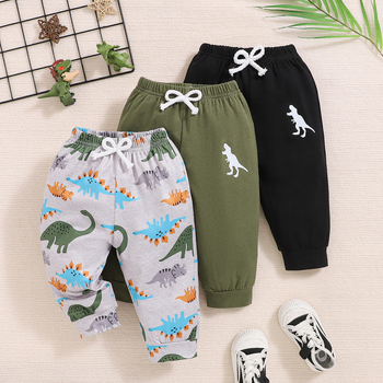 Jesenski set od 3 dijela za dječake s printom dinosaura, europske i američke Ins, 2025., moderan