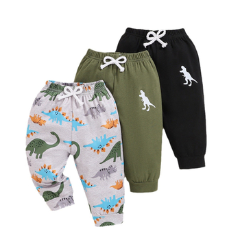 Φθινοπωρινό παντελόνι 3 τεμαχίων με στάμπα δεινοσαύρων σε διάφορα χρώματα για αγόρια, σε μοντέρνα γραμμή, για Ευρωπαίους και Αμερικάνους Ins 2025.