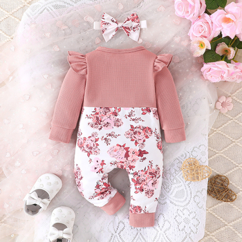 2024. aasta sügis-talv kuum INS Euroopa ja Ameerika Ühendriikide vibu-lilleteemaline beebidele mõeldud ühest osast ronimisriided