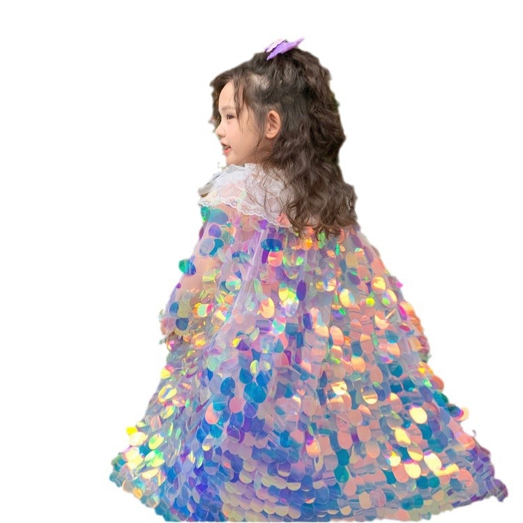 INS Saldētas meitenes fliteru Helovīna bērnu šalle ar plānu pludmales apmetni, mazās princeses saules aizsargsietu