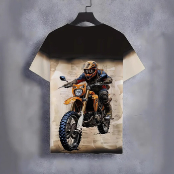 Διασυνοριακή σειρά μοτοσικλετών 3D ψηφιακή εκτύπωση ανδρικό casual πουλόβερ με κοντό μανίκι T-shirt από εργοστάσιο άμεσης προμήθειας εξωτερικού εμπορίου