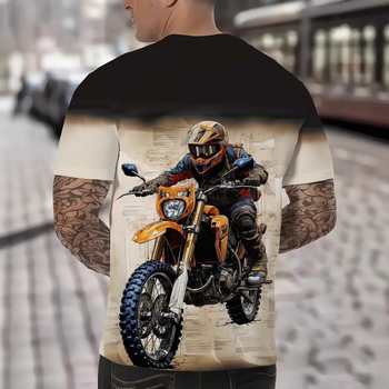 Διασυνοριακή σειρά μοτοσικλετών 3D ψηφιακή εκτύπωση ανδρικό casual πουλόβερ με κοντό μανίκι T-shirt από εργοστάσιο άμεσης προμήθειας εξωτερικού εμπορίου