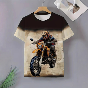 Διασυνοριακή σειρά μοτοσικλετών 3D ψηφιακή εκτύπωση ανδρικό casual πουλόβερ με κοντό μανίκι T-shirt από εργοστάσιο άμεσης προμήθειας εξωτερικού εμπορίου