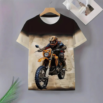 Διασυνοριακή σειρά μοτοσικλετών 3D ψηφιακή εκτύπωση ανδρικό casual πουλόβερ με κοντό μανίκι T-shirt από εργοστάσιο άμεσης προμήθειας εξωτερικού εμπορίου