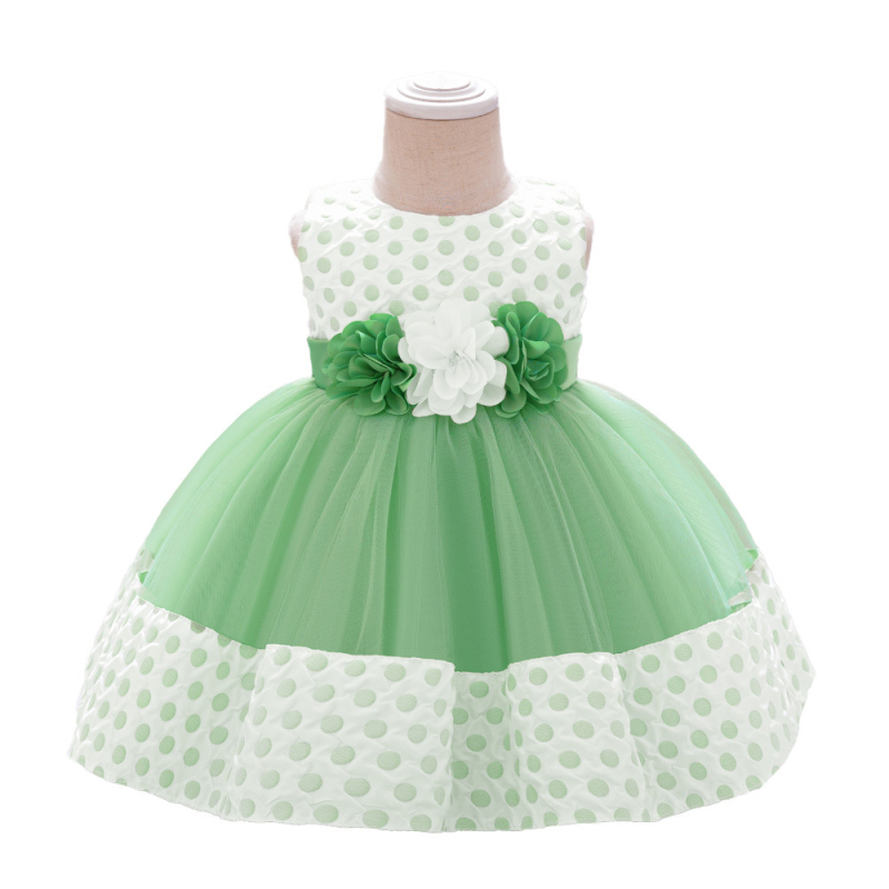 Рокля за едногодишно момиче, зелена рокля-пачка, бебешка принцеса, европейска и американска рокля за пиано, лятна детска рокля