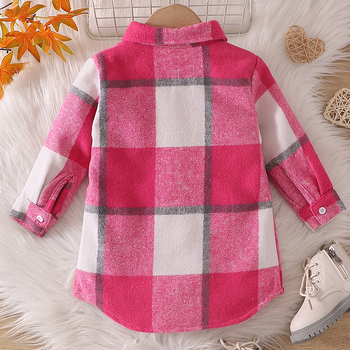 Jesenné nové dievčenské tričko, ležérne, univerzálne, kockované tričko s klopou, módne kórejské, jarné a jesenné, veľké kockované sako s dlhým rukávom