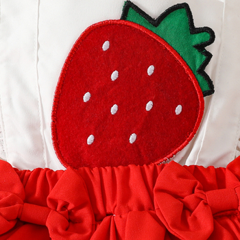 Φόρεμα με τριγωνικό τελείωμα και κέντημα φράουλας για μωρά, καλοκαιρινό φόρεμα με βολάν και φιόγκο για κορίτσια Amazon