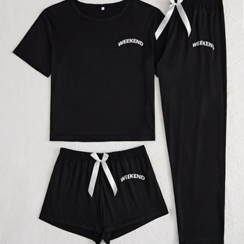 Cezhraničné výbuchy gréckeho typu Amazon TK domáce oblečenie pyžamo dámsky oblek písmeno čierny trojdielny oblek