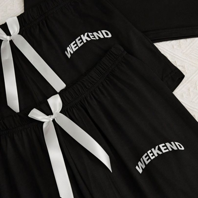 Cezhraničné výbuchy gréckeho typu Amazon TK domáce oblečenie pyžamo dámsky oblek písmeno čierny trojdielny oblek