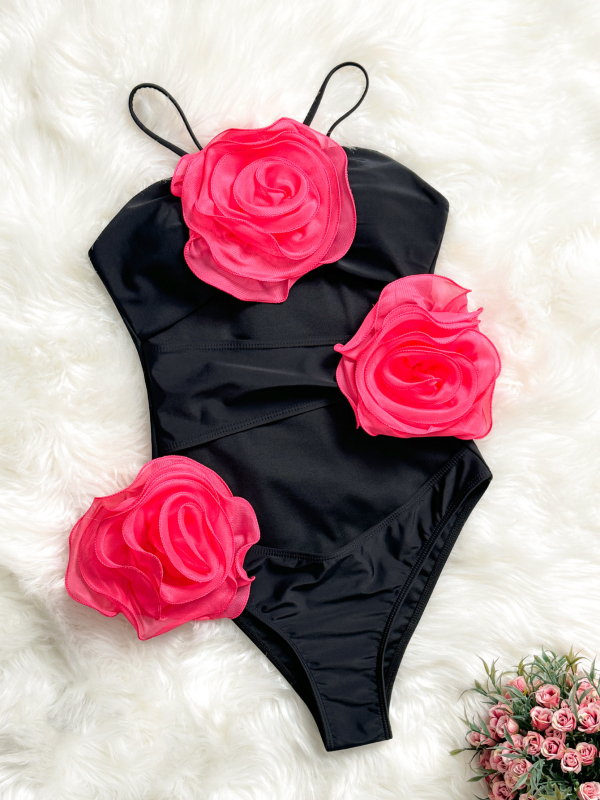 Seksualus vientisas maudymosi kostiumėlis moterims iš Pietų Korėjos, trimatis gėlių rašto, vienspalvis, trikampis bikinis, prigludęs, liekninantis, karšto pavasario maudymosi kostiumėlis