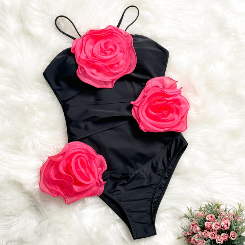 Seksi jednodijelni kupaći kostim za žene iz Južne Koreje, trodimenzionalni cvjetni jednobojni trokutasti bikini, uski, za mršavljenje, s toplim izvorima
