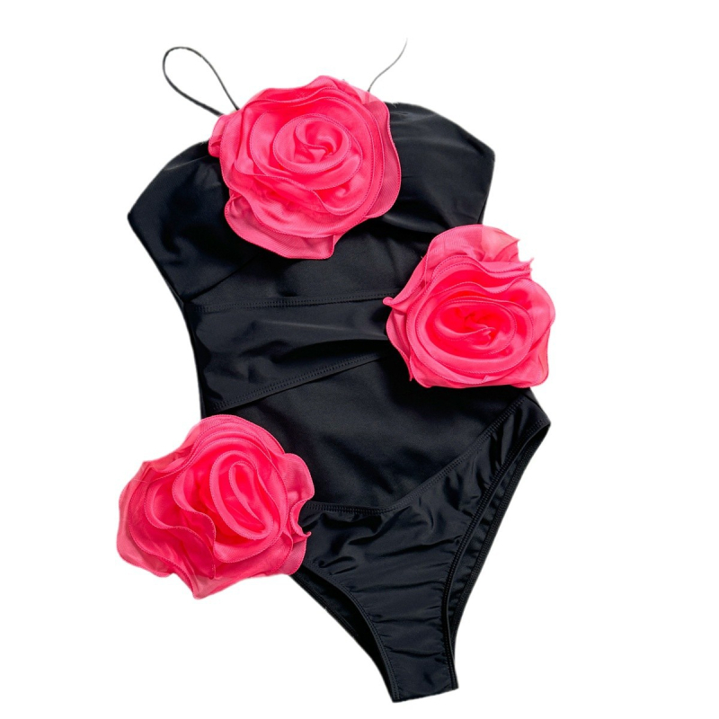 Seksualus vientisas maudymosi kostiumėlis moterims iš Pietų Korėjos, trimatis gėlių rašto, vienspalvis, trikampis bikinis, prigludęs, liekninantis, karšto pavasario maudymosi kostiumėlis