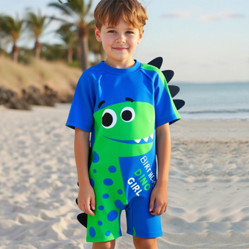 Detské plavky pre chlapcov, jednodielne plavky z roku 2025, nové, s potlačou dinosaurov, stereo zipsom, cezhraničné, letné chlapčenské plavky