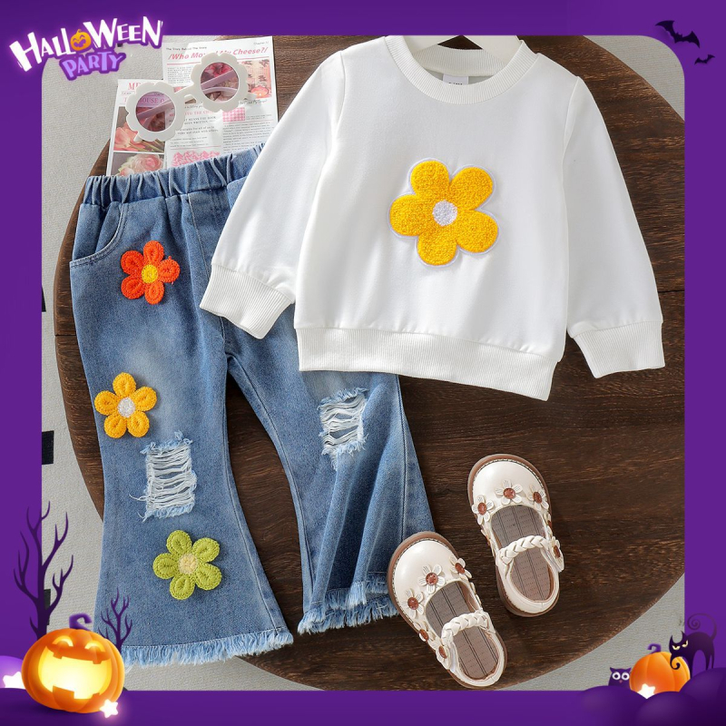 Dječja odjeća Majica s kapuljačom dugih rukava i traperice za djevojčice