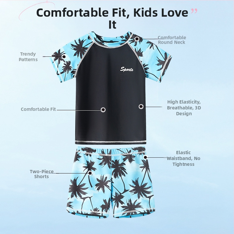 Детски бански костюми за момчета за средни и големи деца, разделени 2025, нови бански костюми за момчета, слънцезащитен костюм за плуване с горещ извор