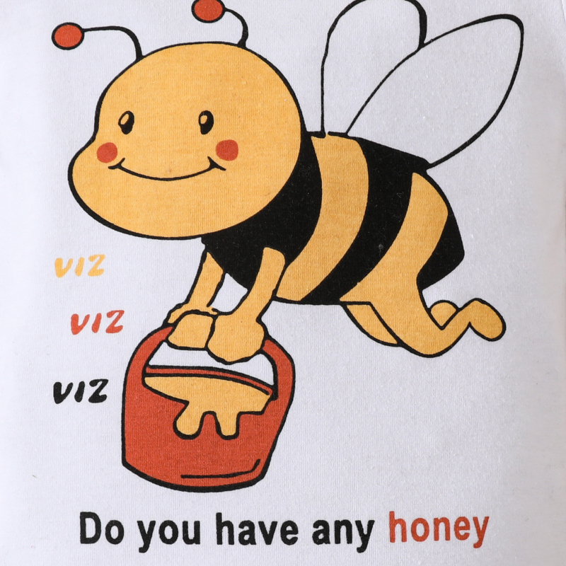 Európska a americká letná súprava s krátkym rukávom a trojuholníkovým vzorom s detským včelím vzorom, žlté a čierne pruhované nohavice s chápadlami a čiapkou