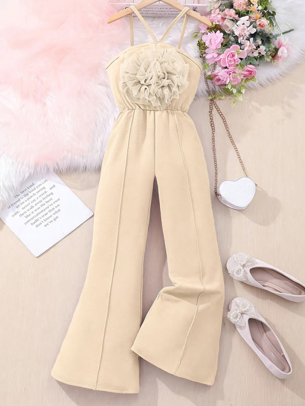 Piiriülesed Euroopa ja Ameerika laste rõivad, tüdrukute kõik-ühes rõivad, käsitsi valmistatud lilledega, keskmised ja suured laste moepüksid kevadeks ja suveks