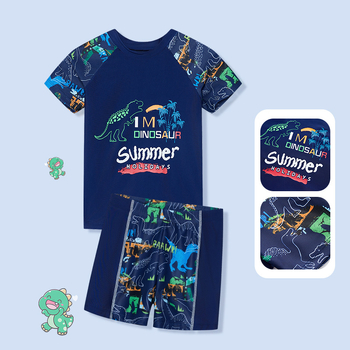 Laste ujumistrikoo 2025 uus lõhestatud poiste ujumistrikoo 3-12-aastastele ujumispükstele, koomiksiga dinosauruse mustriga ujumistrikoo