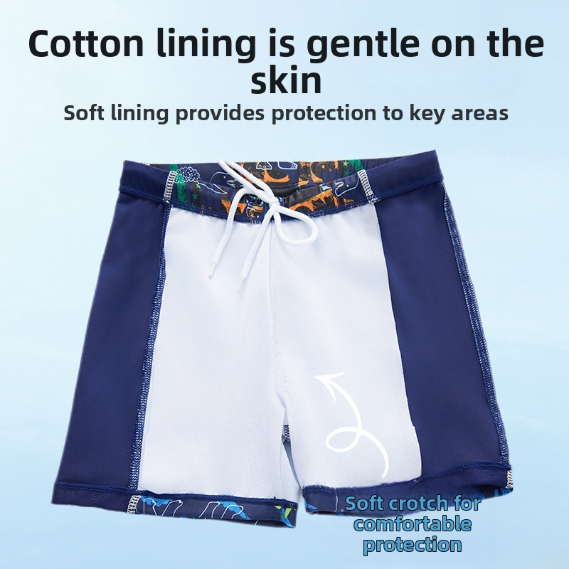 Detské plavky 2025 Nové rozparkové chlapčenské plavky pre deti od 3 do 12 rokov, plavky s kreslenou potlačou dinosaura