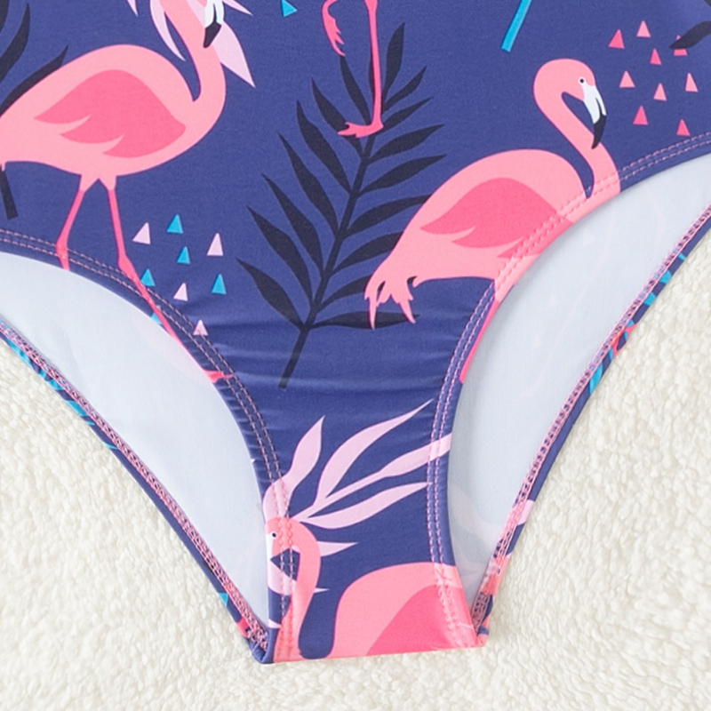 Zahraničný obchod Nové cezhraničné detské plavky pre dievčatá, kreslený plameňák, jednodielne plavky s volánmi pre dievčatá