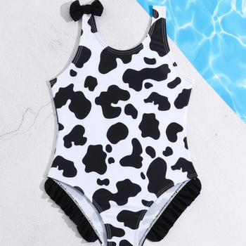 Νέο παιδικό μαγιό διασυνοριακής εξαγωγής 2025 με μοτίβο αγελάδας, Little Princess, αντηλιακή προστασία, μοντέρνα ρούχα αντηλιακής προστασίας