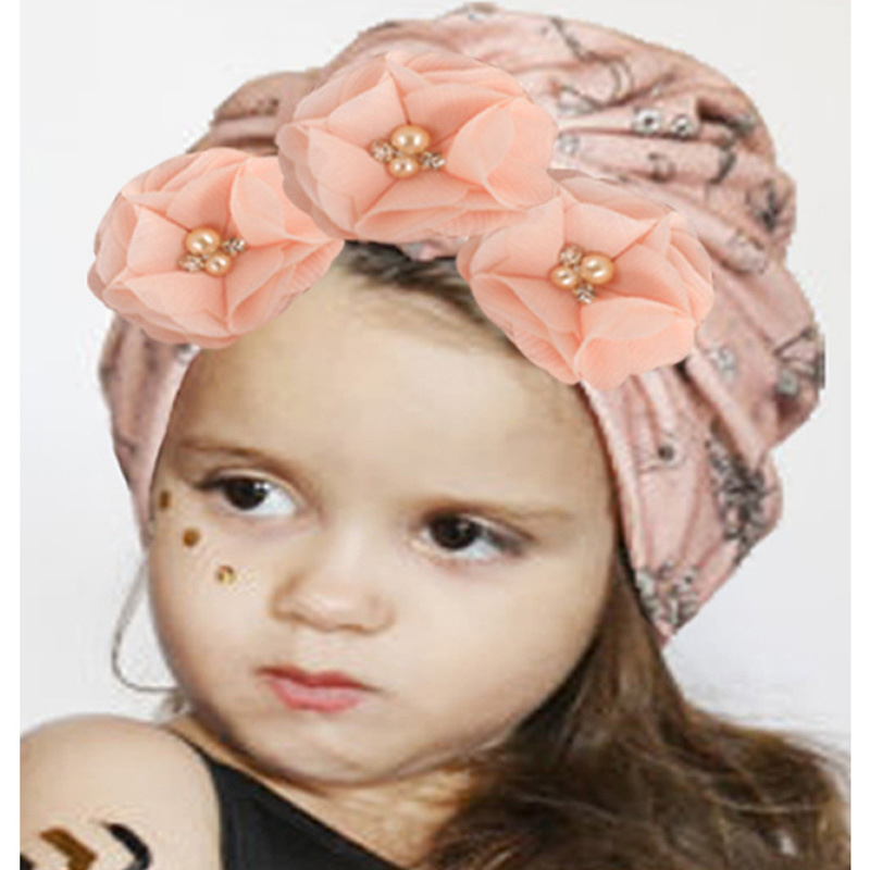 Prekogranična vruća prodaja za novu bebu s cvjetnim bisernim trakom za glavu, slatka elastična kapa, vruća prodaja za bebe, retro stil, vrući stil