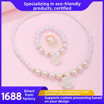 Piiriülene kuum müük uus xiangfengi pärlitega laste kaelakee käevõru kameelia sõrmus armas tüdruk ehted naistele