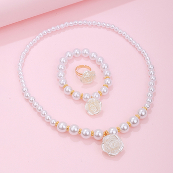 Piiriülene kuum müük uus xiangfengi pärlitega laste kaelakee käevõru kameelia sõrmus armas tüdruk ehted naistele