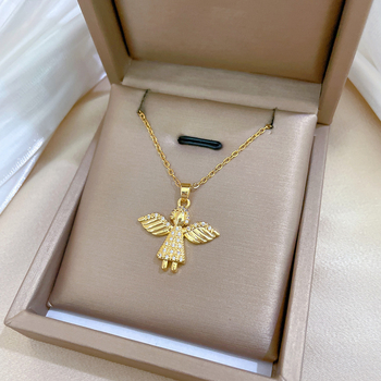 [Titaanterasest] Ingliga väikese tüdruku kerge luksuslik elegantne uhke teemantidega kaelakee naistele, titaanterasest rangluukett