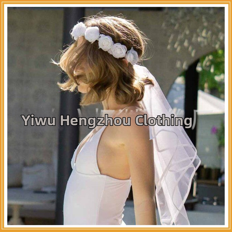 Eiropas un amerikāņu līgavas vainags, plīvurs, balts vainaga dekors, galvassega, matu lente, putuplasta zieds, līgavas foto aksesuāri