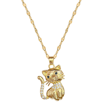 [Titaanterasest] Mustasilmse kassi tsirkoonkummist helesinine elegantne uhke teemantkaelakee naistele, titaanterasest rangluuga sobitatud kett