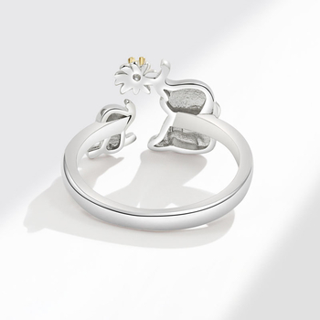 Δαχτυλίδι με αντικείμενο Daisy Adjustable από το Amazon, επικαλυμμένο με διαμάντια, απλό δαχτυλίδι Mori με δύο τόνους ελέφαντα