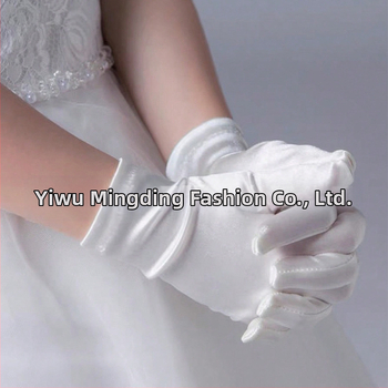 N30 Naujos Mergaičių Baltos Aukštos Kokybės Satininės Vestuvinės Pirštinės Foto Pirštinės Scenos Pasirodymo Pirštinės Princesės
