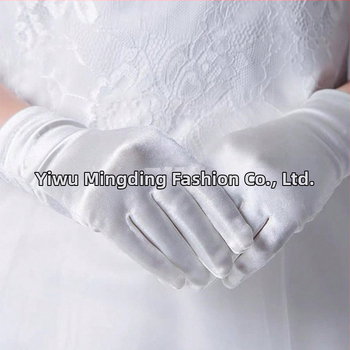 N30 Naujos Mergaičių Baltos Aukštos Kokybės Satininės Vestuvinės Pirštinės Foto Pirštinės Scenos Pasirodymo Pirštinės Princesės