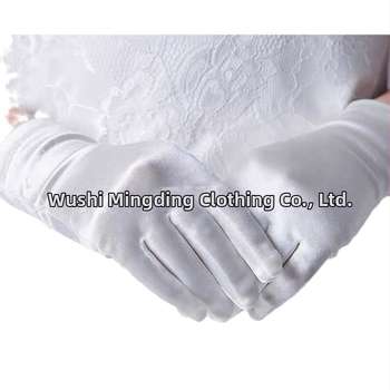 N30 Naujos Mergaičių Baltos Aukštos Kokybės Satininės Vestuvinės Pirštinės Foto Pirštinės Scenos Pasirodymo Pirštinės Princesės