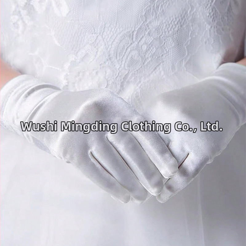 N30 Naujos Mergaičių Baltos Aukštos Kokybės Satininės Vestuvinės Pirštinės Foto Pirštinės Scenos Pasirodymo Pirštinės Princesės