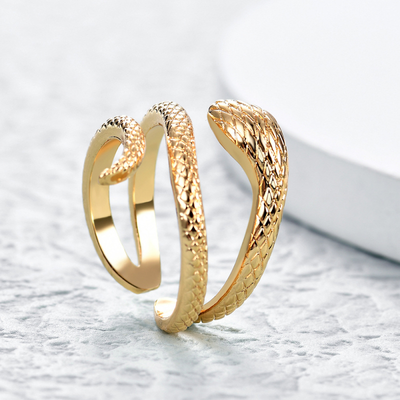 Europietiškas ir amerikietiškas retro auksinis gyvatės žiedas, didmeninis karališkosios kobros žiedo atidarymas, vyriškas ir moteriškas žiedas, dominuojantis gyvūnų papuošalai