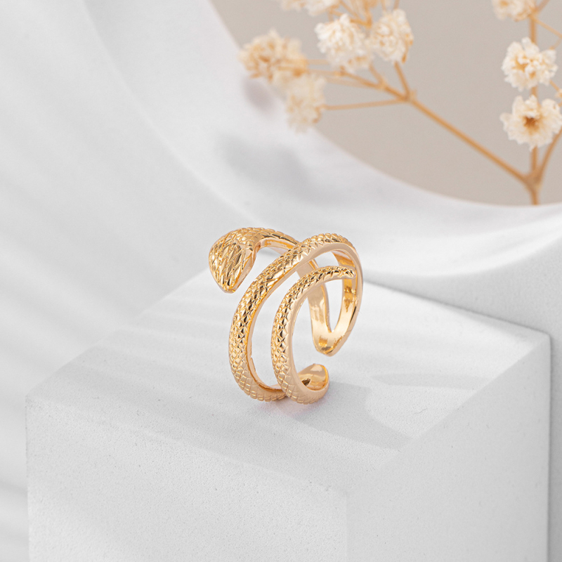 Europietiškas ir amerikietiškas retro auksinis gyvatės žiedas, didmeninis karališkosios kobros žiedo atidarymas, vyriškas ir moteriškas žiedas, dominuojantis gyvūnų papuošalai