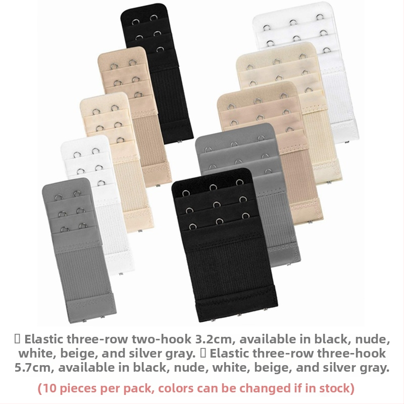 10 dalių liemenėlės sagčių, tarpvalstybinių derinių, elastinės juostelės, trys eilės, dvi sagtys, trys sagtys, apatinių sagčių prailginimas, liemenėlės aksesuarai