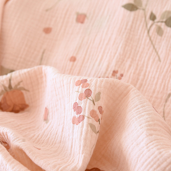 Ροζ τριαντάφυλλο διπλής στρώσης βαμβακερή γάζα πιτζάμες γυναικών άνοιξη και φθινόπωρο καλοκαίρι λεπτό μακρυμάνικο φαρδιά ρούχα σπιτιού μαλακό κοστούμι