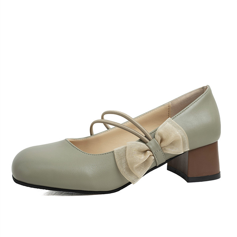 Mary Jane cipele ženske jesenske 2023. nove korejske okrugle cipele s debelom petom, ženske cipele s mašnom i plitkim ustima, veleprodaja tvornice